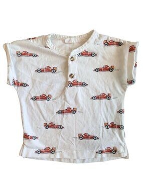 First by Petit Lem Race Car T-Shirt for Baby Boys 9m Red White Black